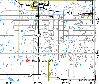 Map to Tidwell cemetery